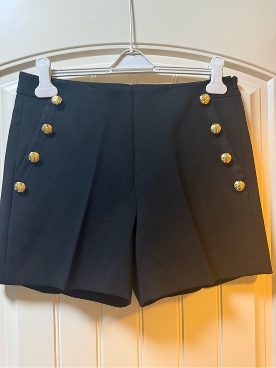 Banana Republic Pants - Banana Republic Black High-Rise Shorts with Gold Button Detail